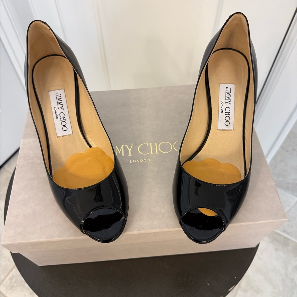 Jimmy Choo Black Peep Toe Pumps